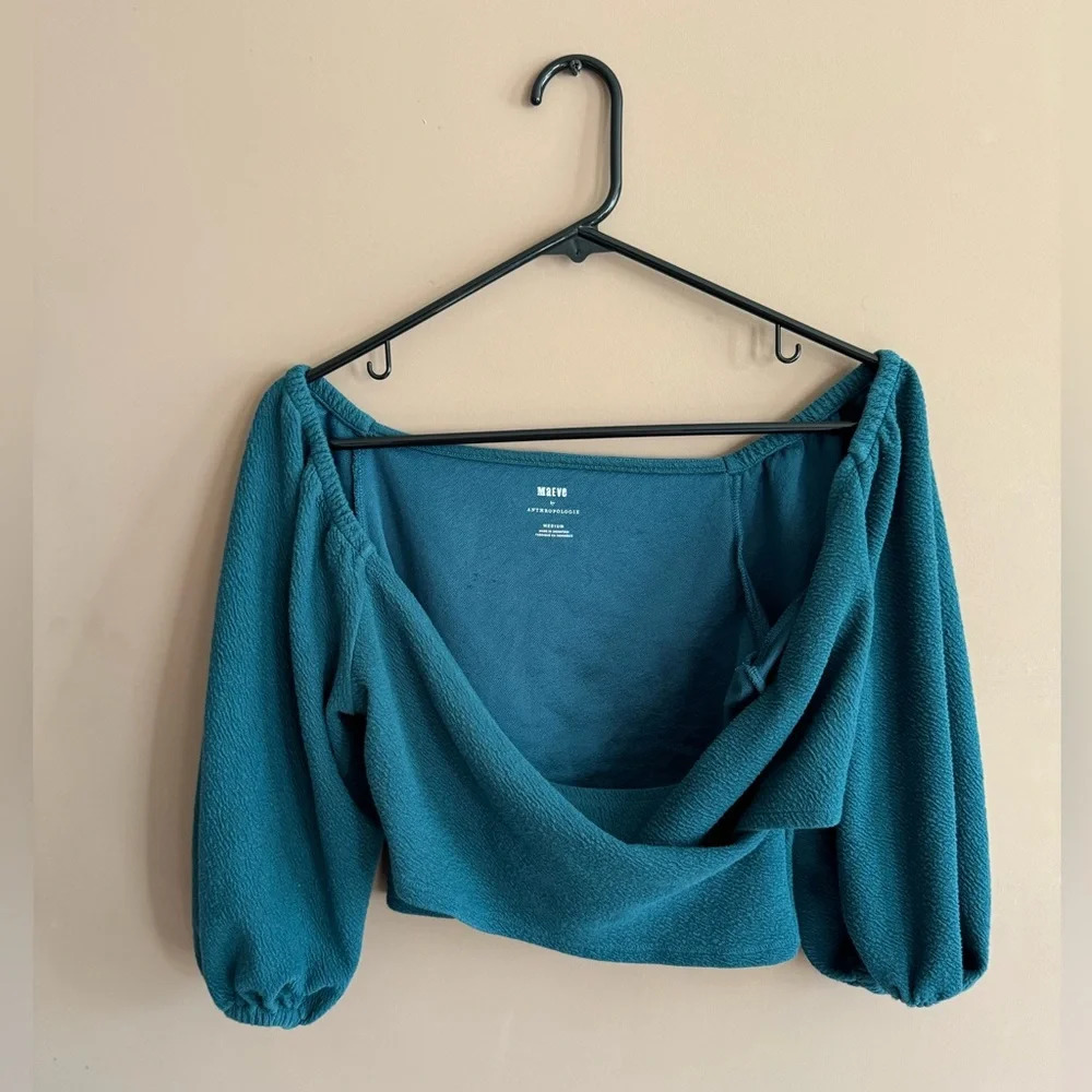 Maeve Teal Wrap Crop Top - Picture 6 of 12